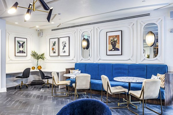 Modern clubhouse with sleek furnishings at Legacy Encore Apartments