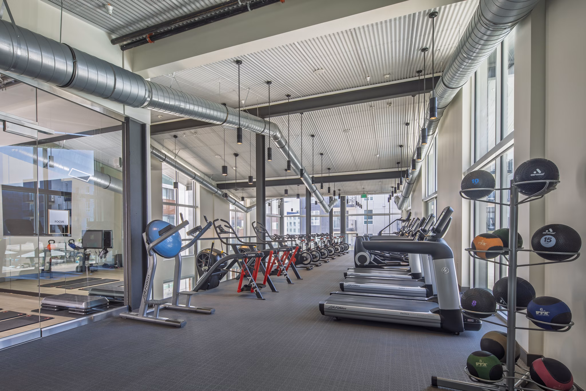 fitness center at Aliso Apartments