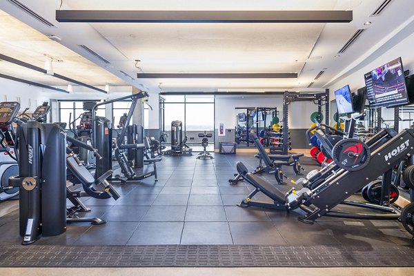 fitness center at FoundryLine Apartments