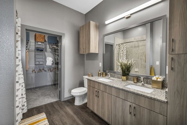 Elegant bathroom with contemporary fixtures in Haven at Mansfield Apartments