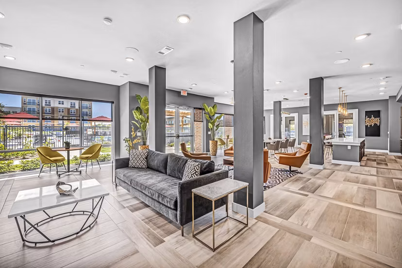 Elegant clubhouse featuring modern design and plush seating at Haven at Mansfield luxury apartments