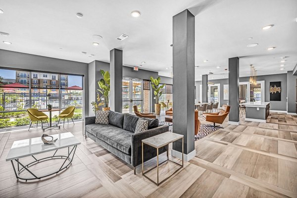 Elegant clubhouse featuring modern design and plush seating at Haven at Mansfield luxury apartments