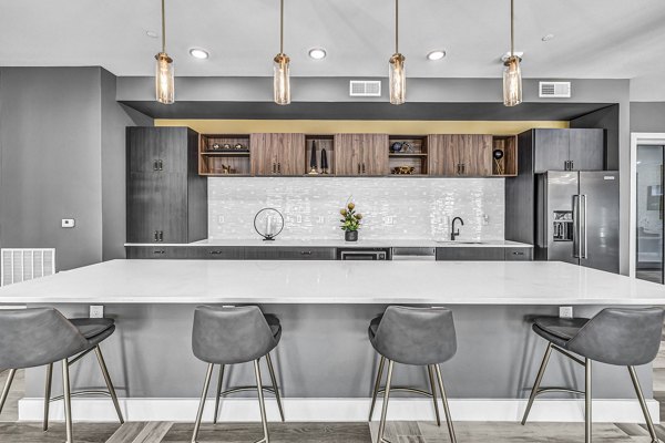 Clubhouse featuring modern design and comfortable seating at Haven at Mansfield Apartments