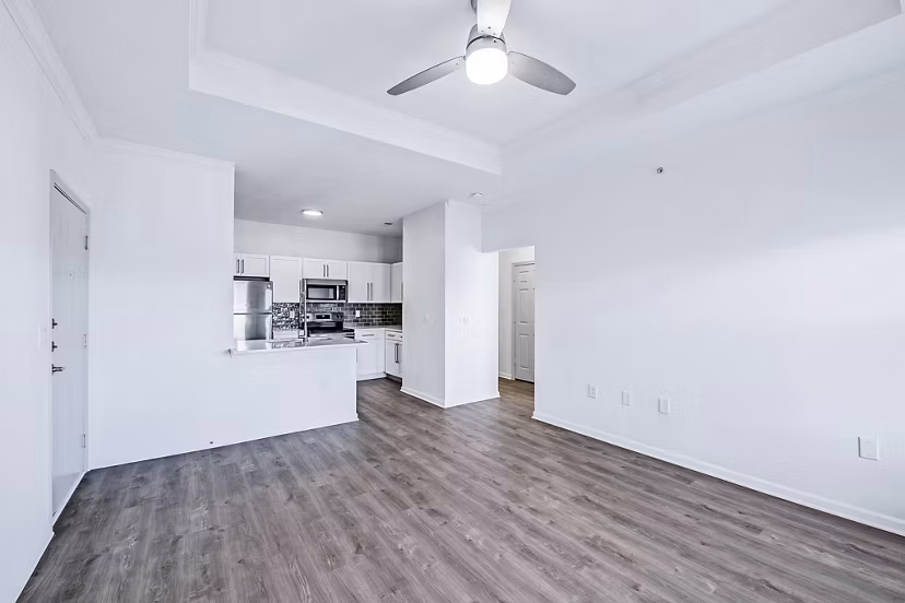 Living room featuring modern furniture and natural light at Aventura Clear Creek Apartments