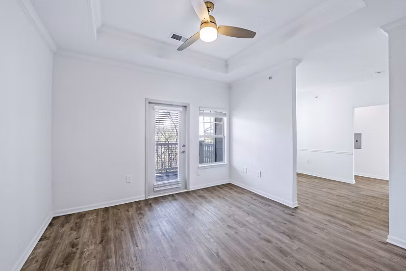 Comfortable living room with modern decor at Aventura Clear Creek Apartments