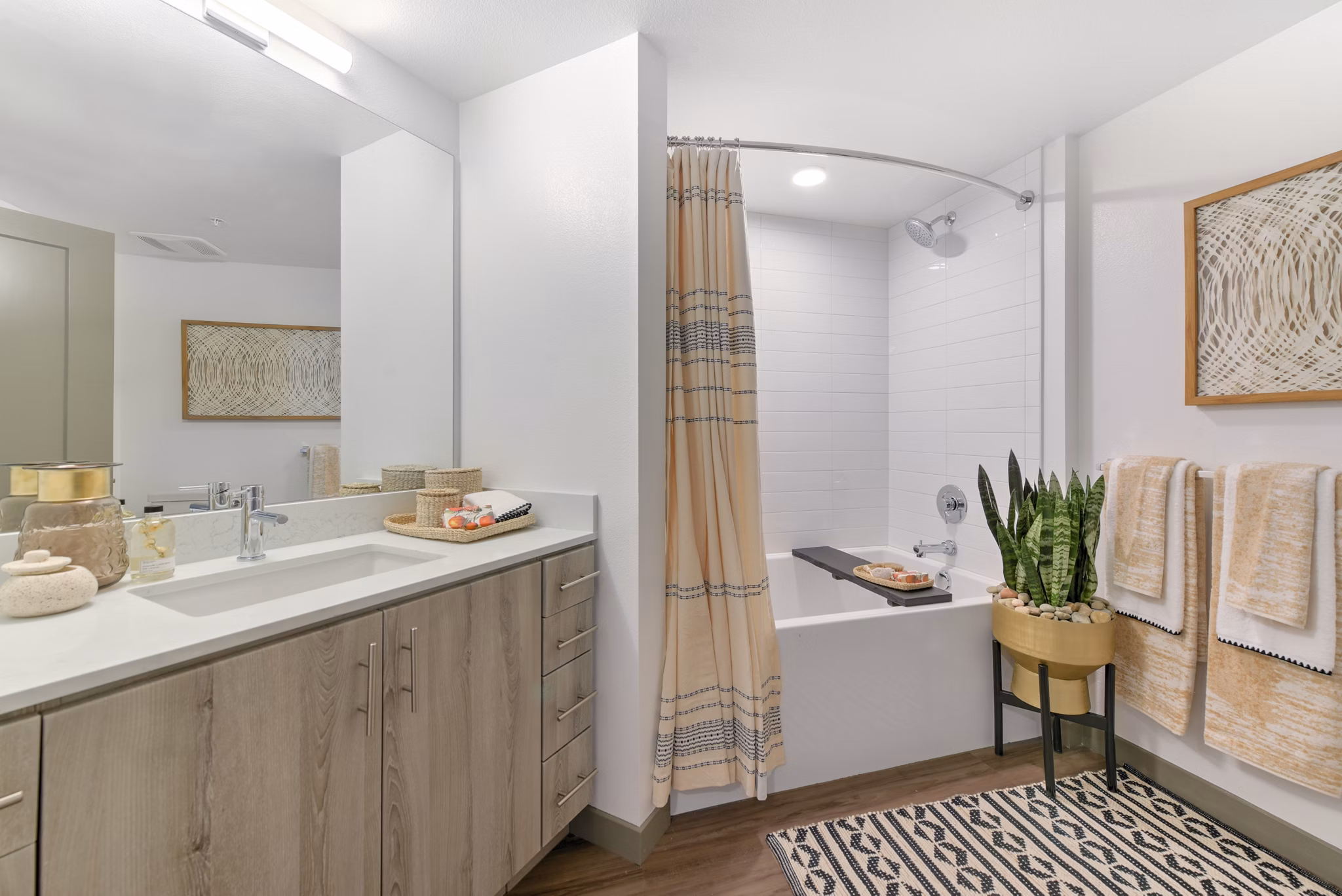 Modern bathroom with sleek fixtures in Persea Apartments