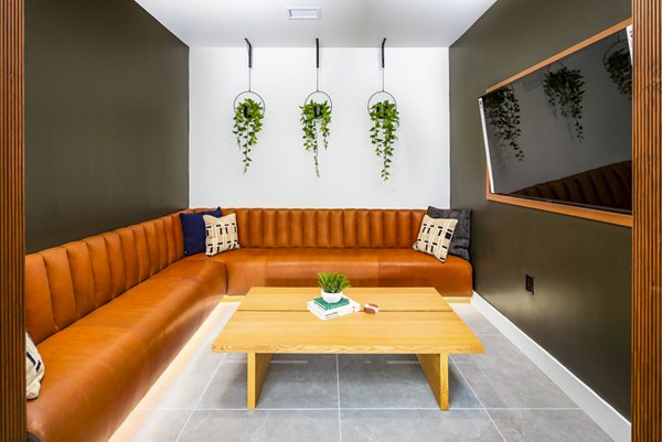 Chic clubhouse featuring modern seating and vibrant decor at Rye Charlotte Ave Apartments, a luxury community offering upscale living