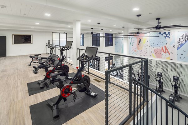State-of-the-art fitness center with modern equipment at Rye Charlotte Ave Apartments