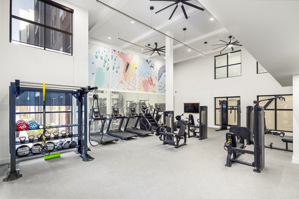 Fitness center with state-of-the-art equipment at Rye Charlotte Ave Apartments, perfect for active living and luxury apartment lifestyle seekers