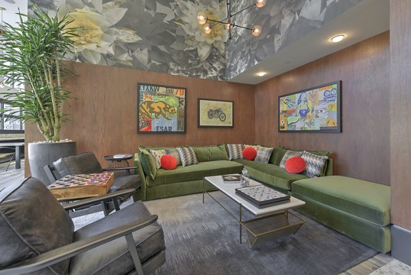 Clubhouse with modern furnishings at Persea Apartments, luxury community by Greystar