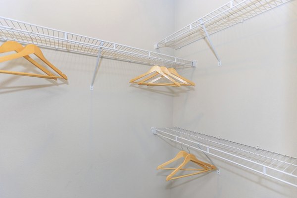 Walk-in closet with ample storage space in Reserve at Lake Jackson Apartments