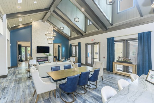 Stylish clubhouse with modern seating and decor at Reserve at Lake Jackson Apartments, perfect for gatherings and relaxation
