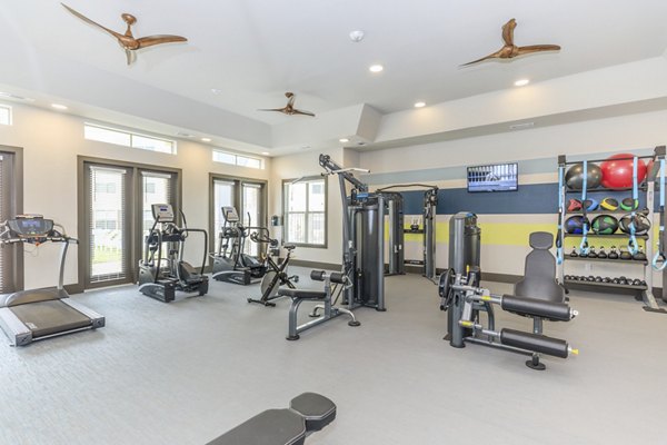 State-of-the-art fitness center featuring modern equipment at Reserve at Lake Jackson Apartments