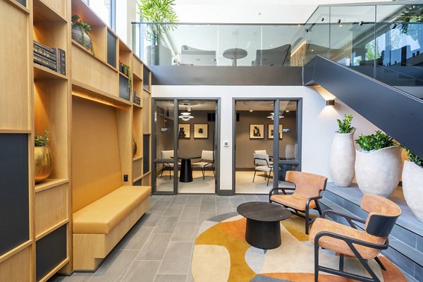 Modern clubhouse with stylish seating and communal spaces at The Hayden Apartments
