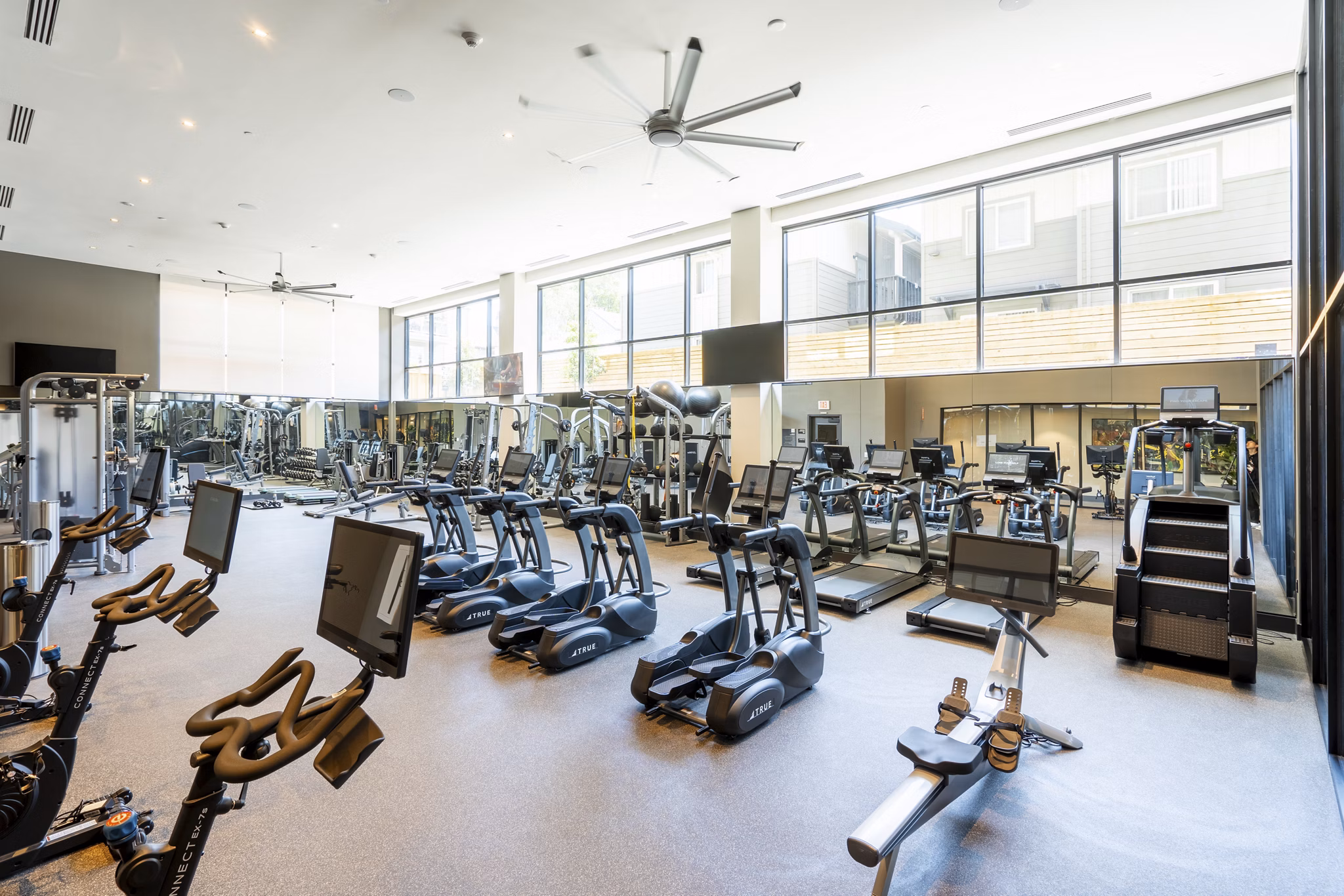 State-of-the-art fitness center with modern equipment at The Hayden Apartments