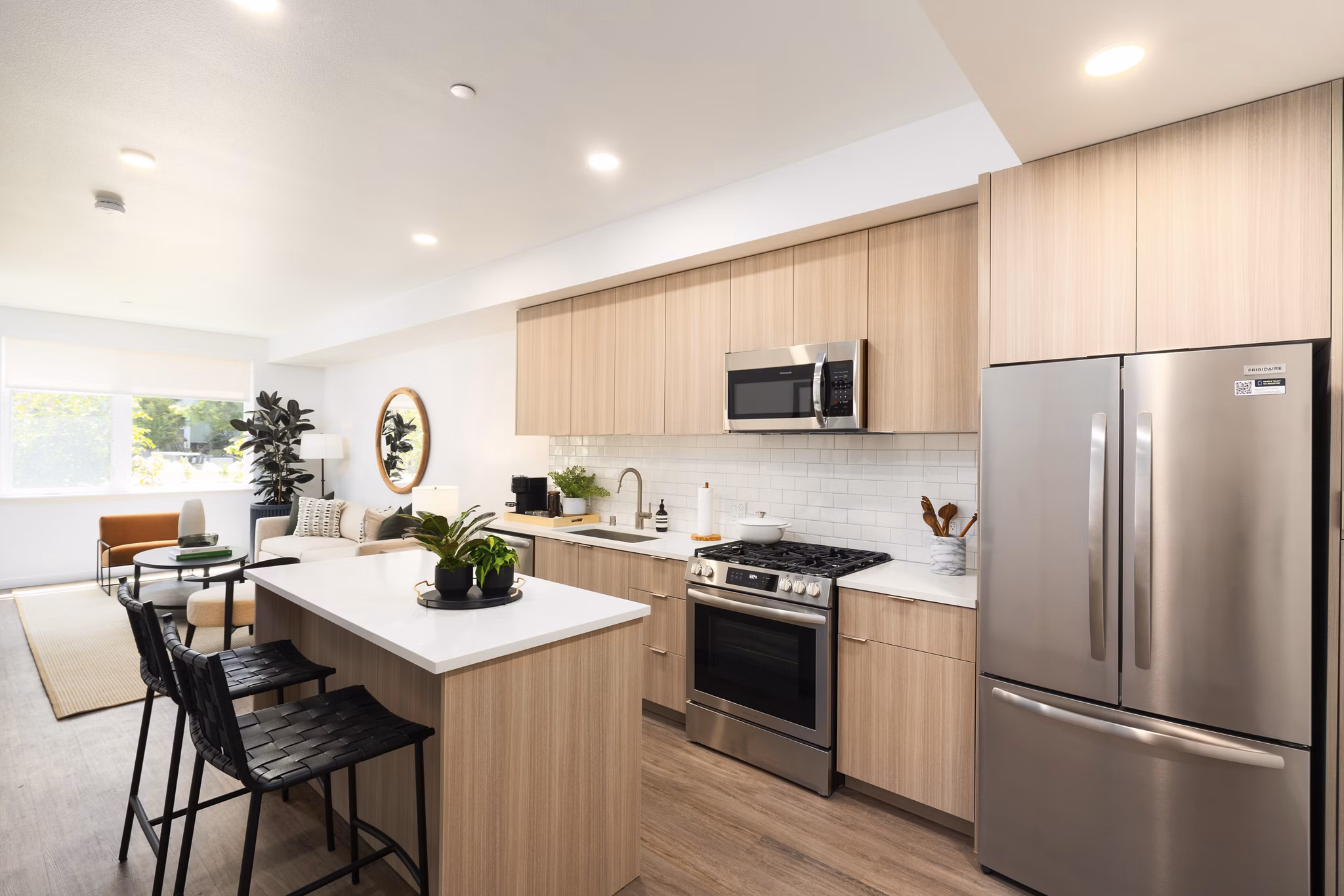 Modern kitchen with stainless steel appliances at The Hayden Apartments, Greystar luxury property in a vibrant community