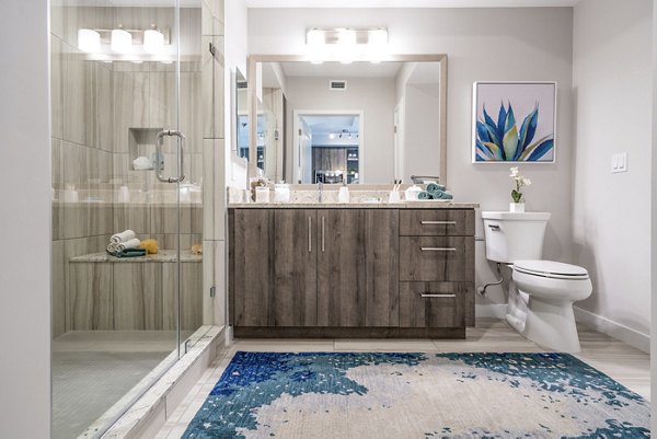 Luxurious bathroom with modern fixtures at Overture Doral Apartments