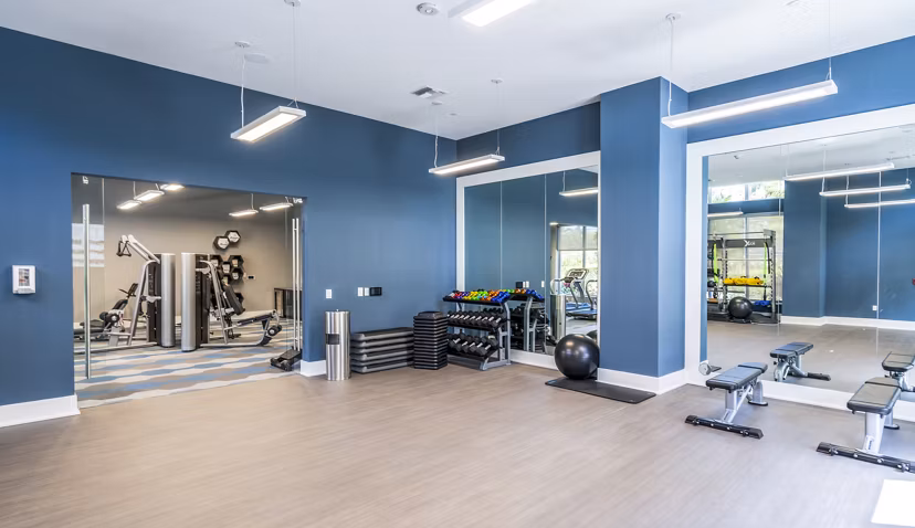 State-of-the-art fitness center at Overture Doral Apartments featuring modern equipment for an active lifestyle