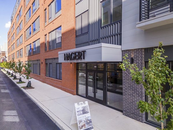 Hagert and York Apartments: Elegant of luxury high-rise building in urban setting