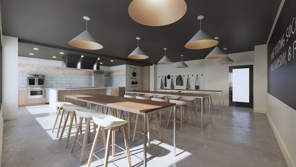 Modern clubhouse with sleek design elements at Hagert and York Apartments