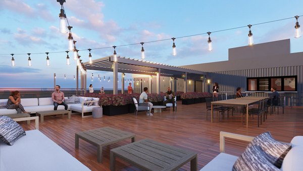 Rooftop deck with skyline views at Hagert and York Apartments, luxury living in the heart of the city