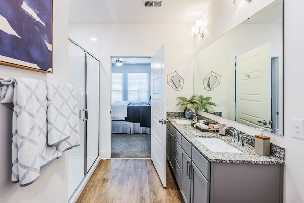 bathroom at The Merchant Apartments