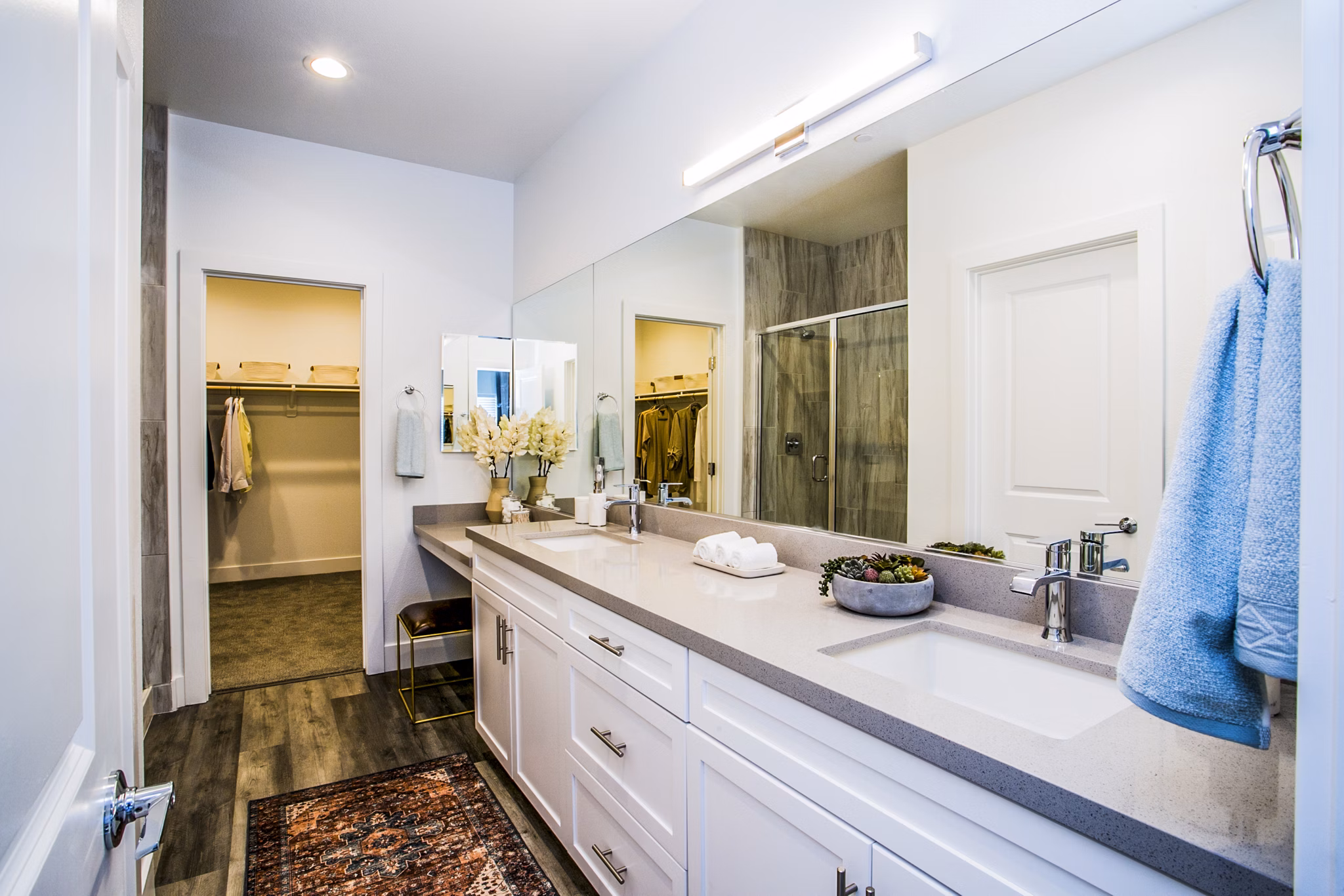 Luxurious bathroom with modern fixtures at Townes at Peace Way Apartments, perfect for relaxation and style seekers