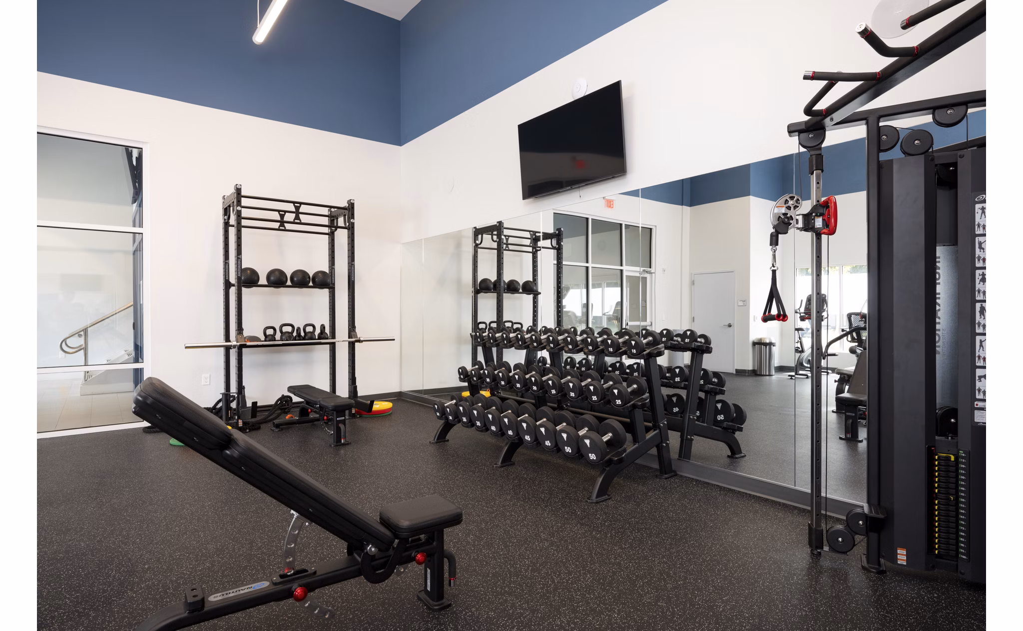fitness center at Shoregate Apartments 