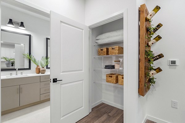 Modern bathroom with sleek fixtures at Soluna Apartments Spacious and luxurious design in Greystar's premier community