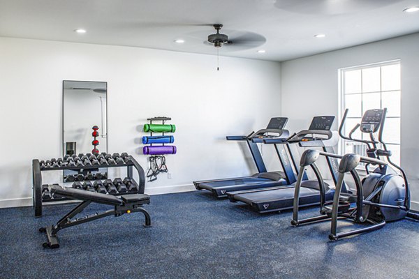 Modern fitness center featuring state-of-the-art equipment at Balcara at Meridiana Homes