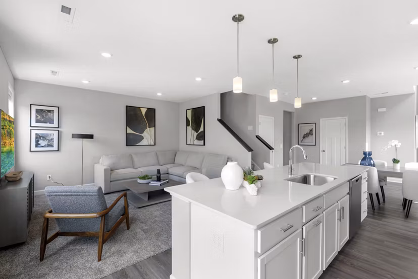Elegant dining room with modern furnishings at Bentley Village Apartments