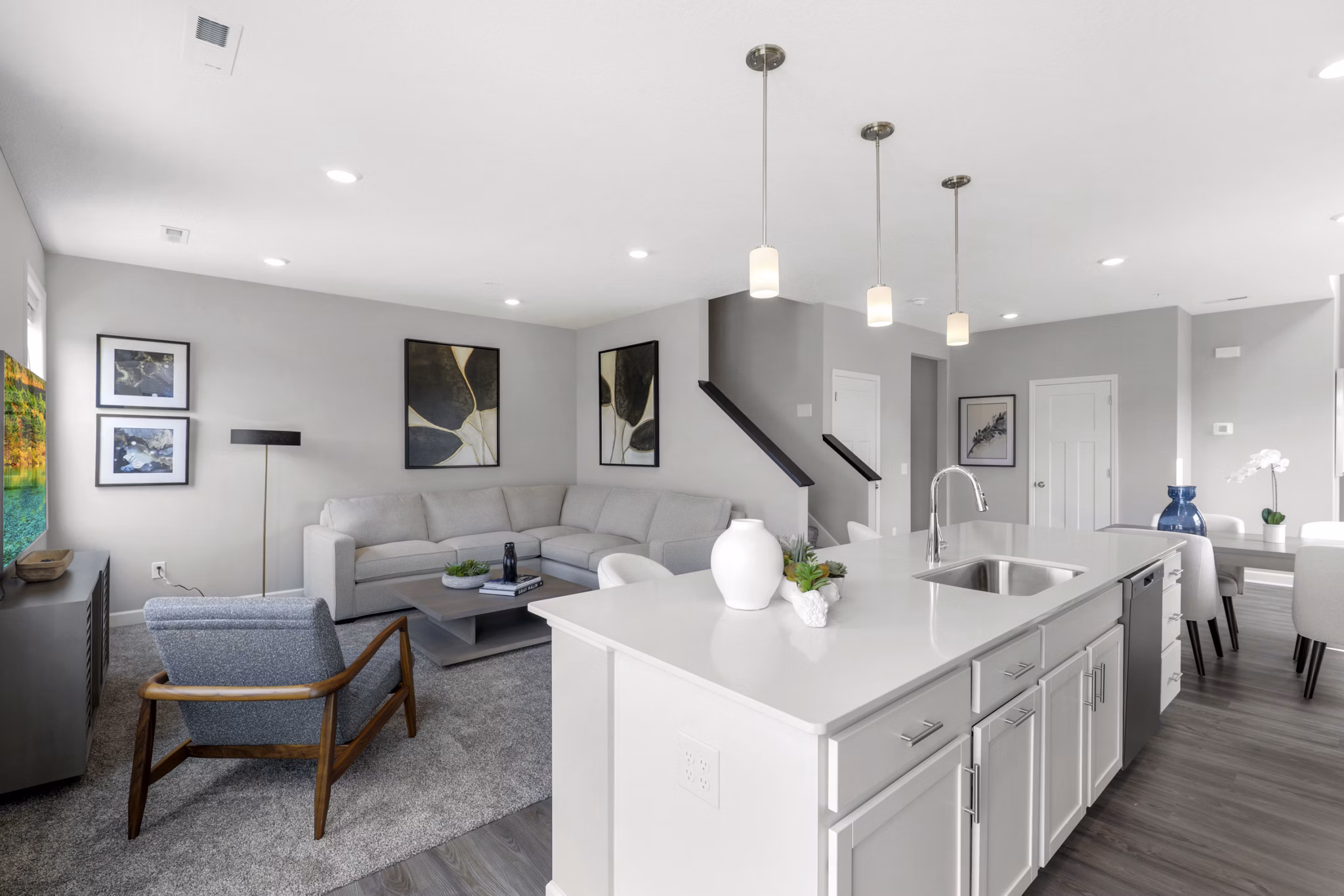 Elegant dining room with modern furnishings at Bentley Village Apartments