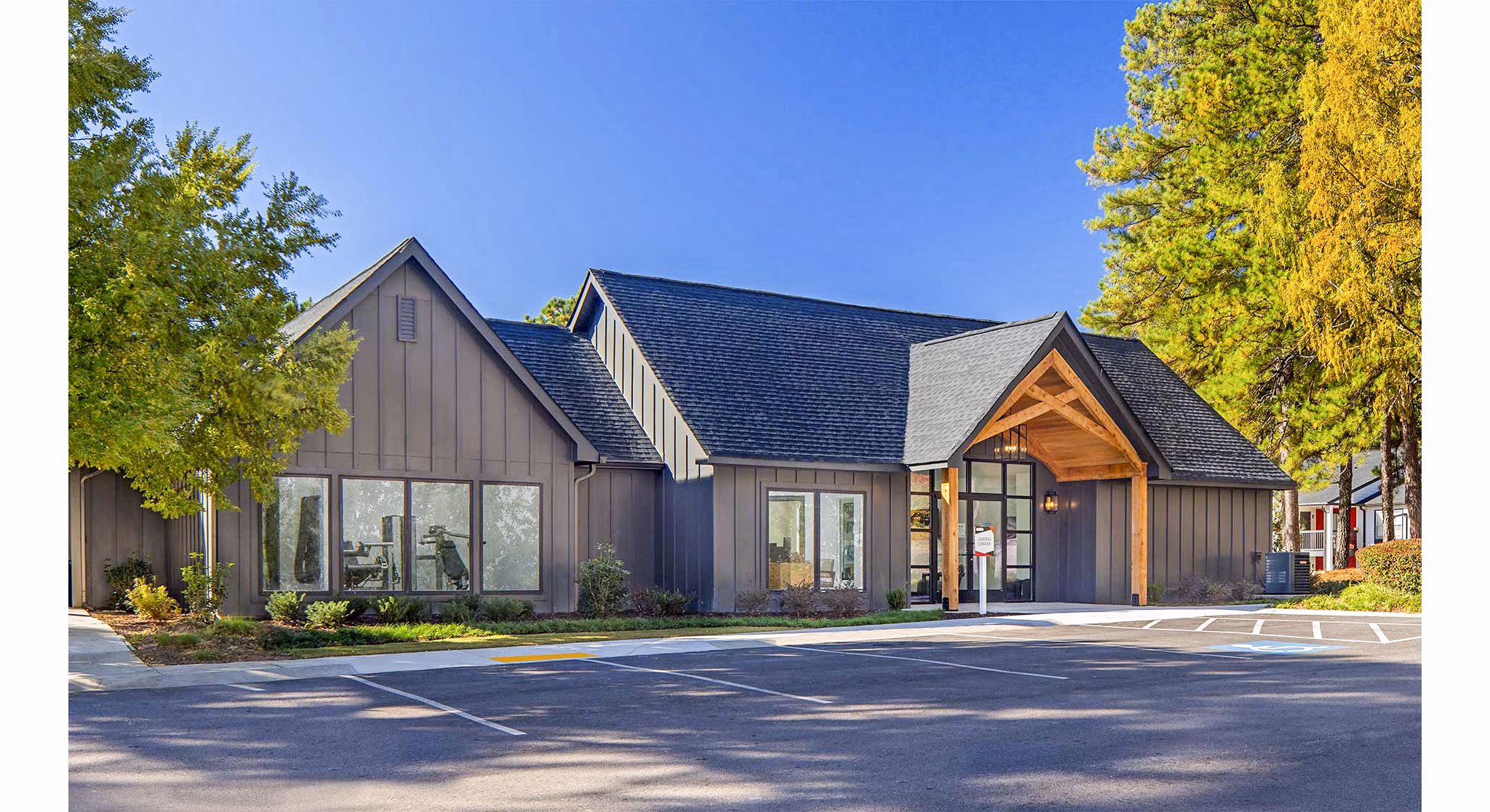 Club with modern design and social spaces at The Oakley Apartments