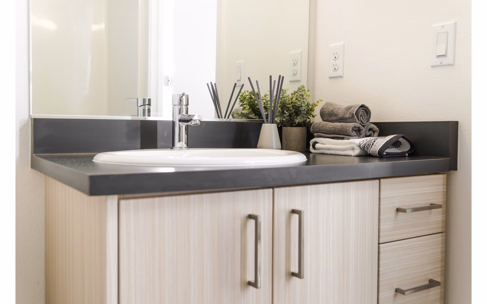 Modern bathroom with sleek fixtures at The Parsonage Apartments