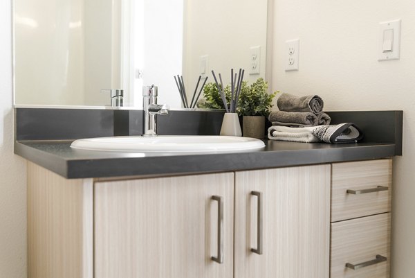 Modern bathroom with sleek fixtures at The Parsonage Apartments