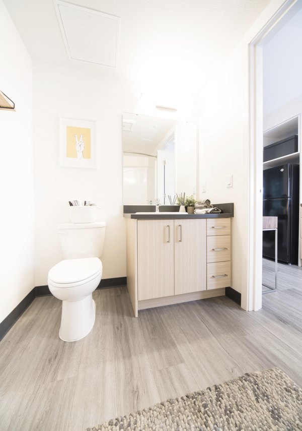Elegant bathroom with modern fixtures at The Parsonage Apartments