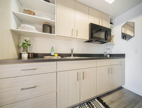 The Parsonage Apartments: Modern kitchen with stainless steel appliances and granite countertops