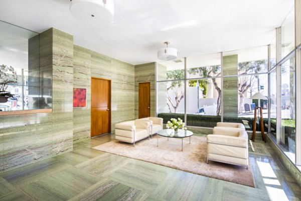 Elegant clubhouse lobby with modern decor at 1000 Chestnut Apartments