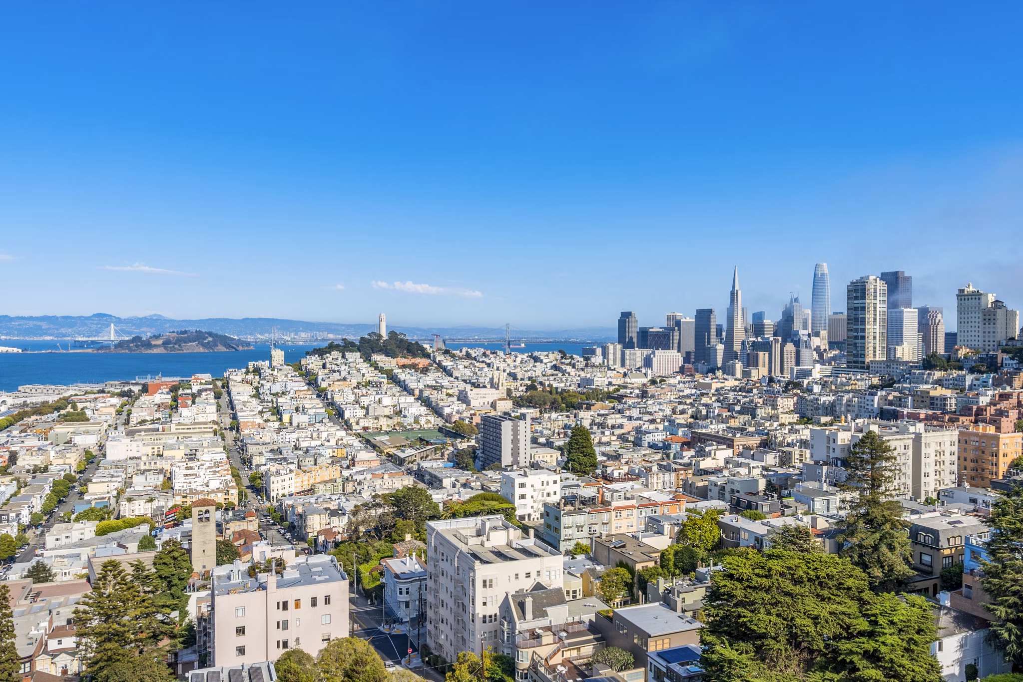 Cityscape view from high-rise balconies at 1000 Chestnut Apartments, offering luxury living in the heart of San Francisco