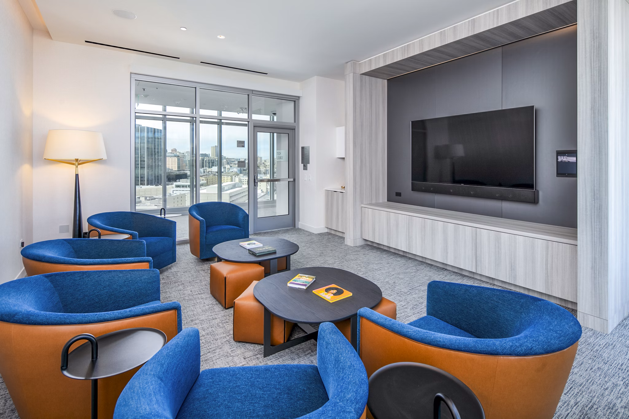 Modern clubhouse with stylish seating at 1177 Market Apartments in San Francisco