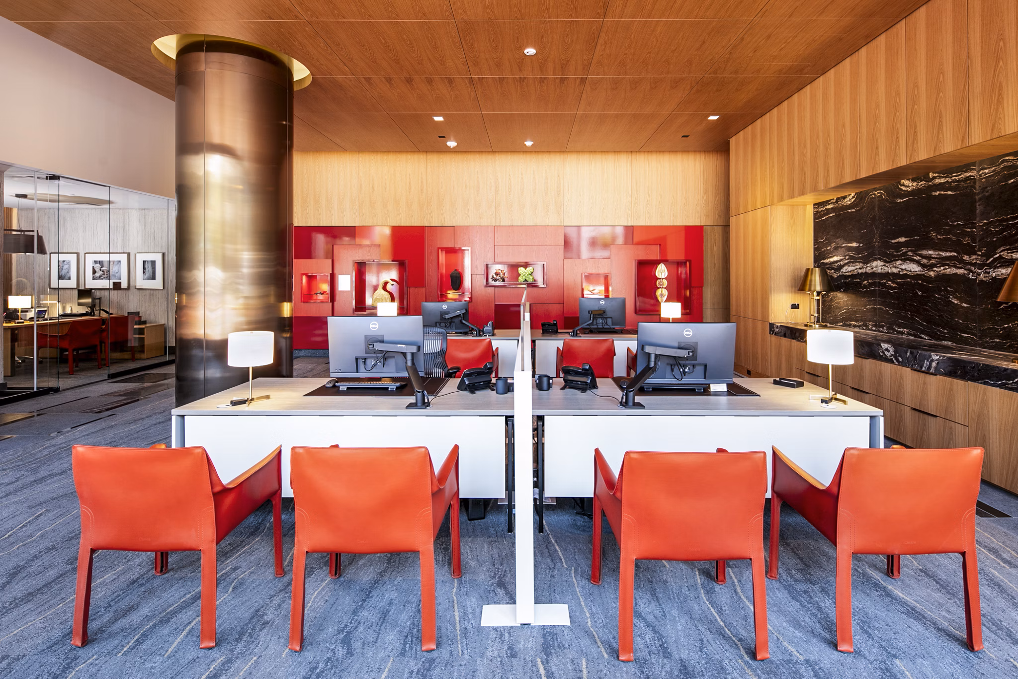 Clubhouse with modern interiors at 1177 Market Apartments, featuring a stylish leasing office for resident services