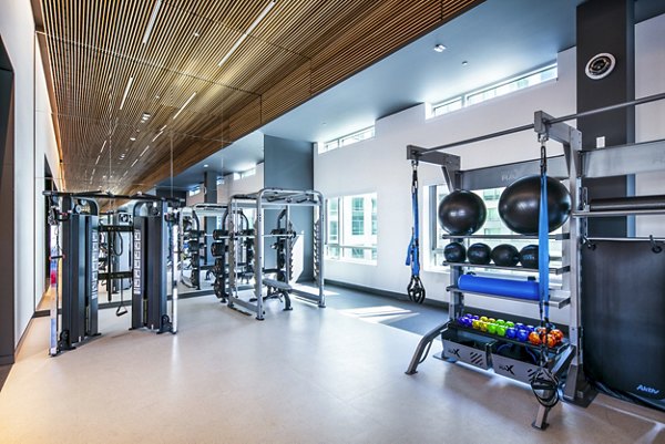 State-of-the-art fitness center at 1177 Market Apartments with modern equipment and ample workout space