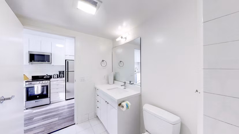 Bathroom with modern fixtures and sleek design at 1188 Mission Apartments in San Francisco