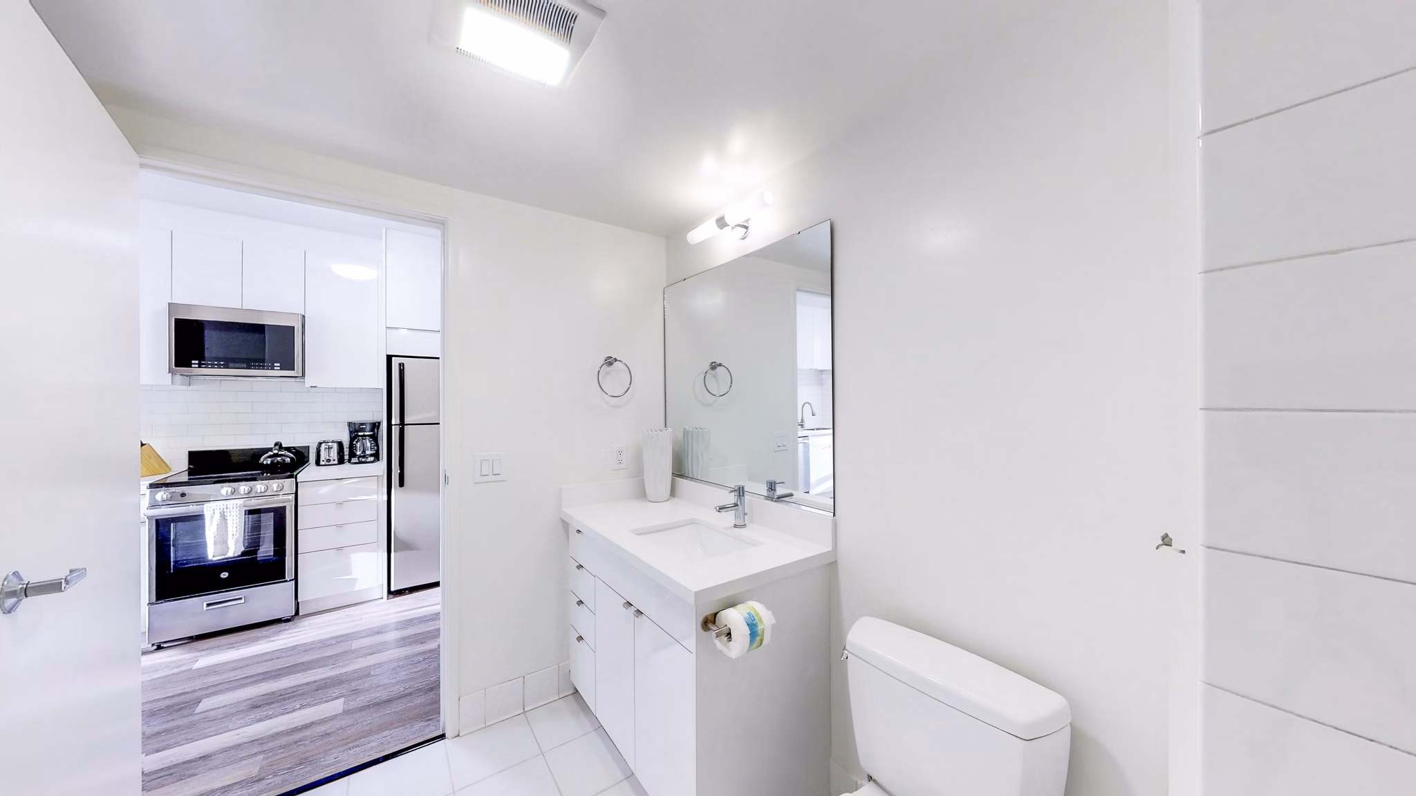 Bathroom with modern fixtures and sleek design at 1188 Mission Apartments in San Francisco