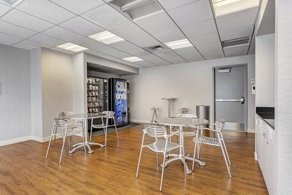 Stylish clubhouse and lobby at 1188 Mission Apartments featuring modern design and comfortable seating