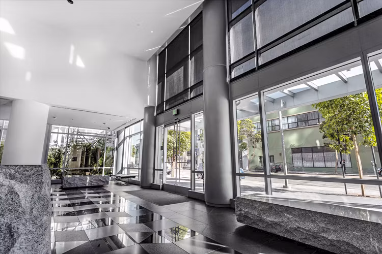 Elegant clubhouse lobby with modern decor at 1190 Mission Apartments