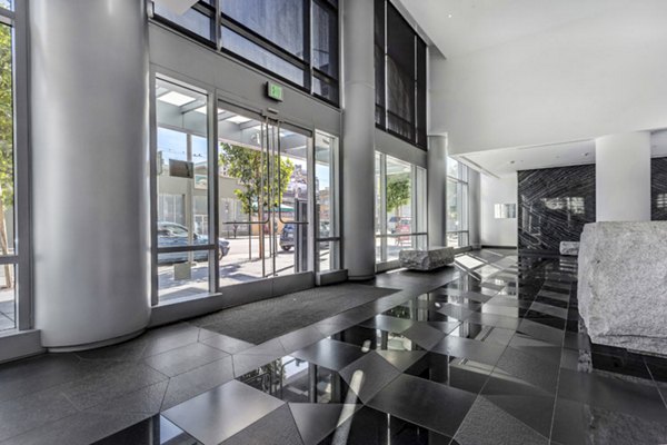 Elegant clubhouse lobby with modern decor at 1190 Mission Apartments, offering luxury living in a vibrant community