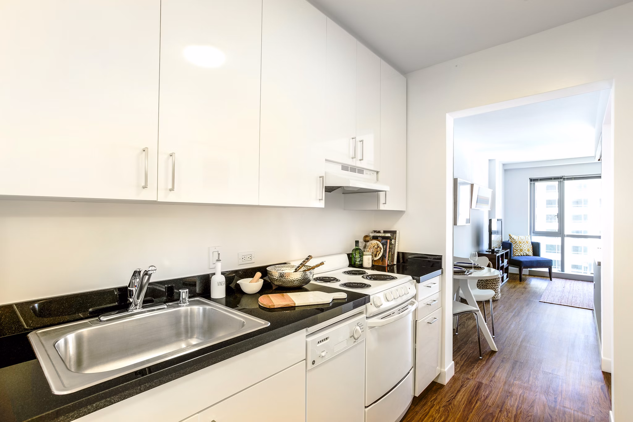 Sleek kitchen with stainless steel appliances in 1190 Mission Apartments, luxury living in the heart of San Francisco