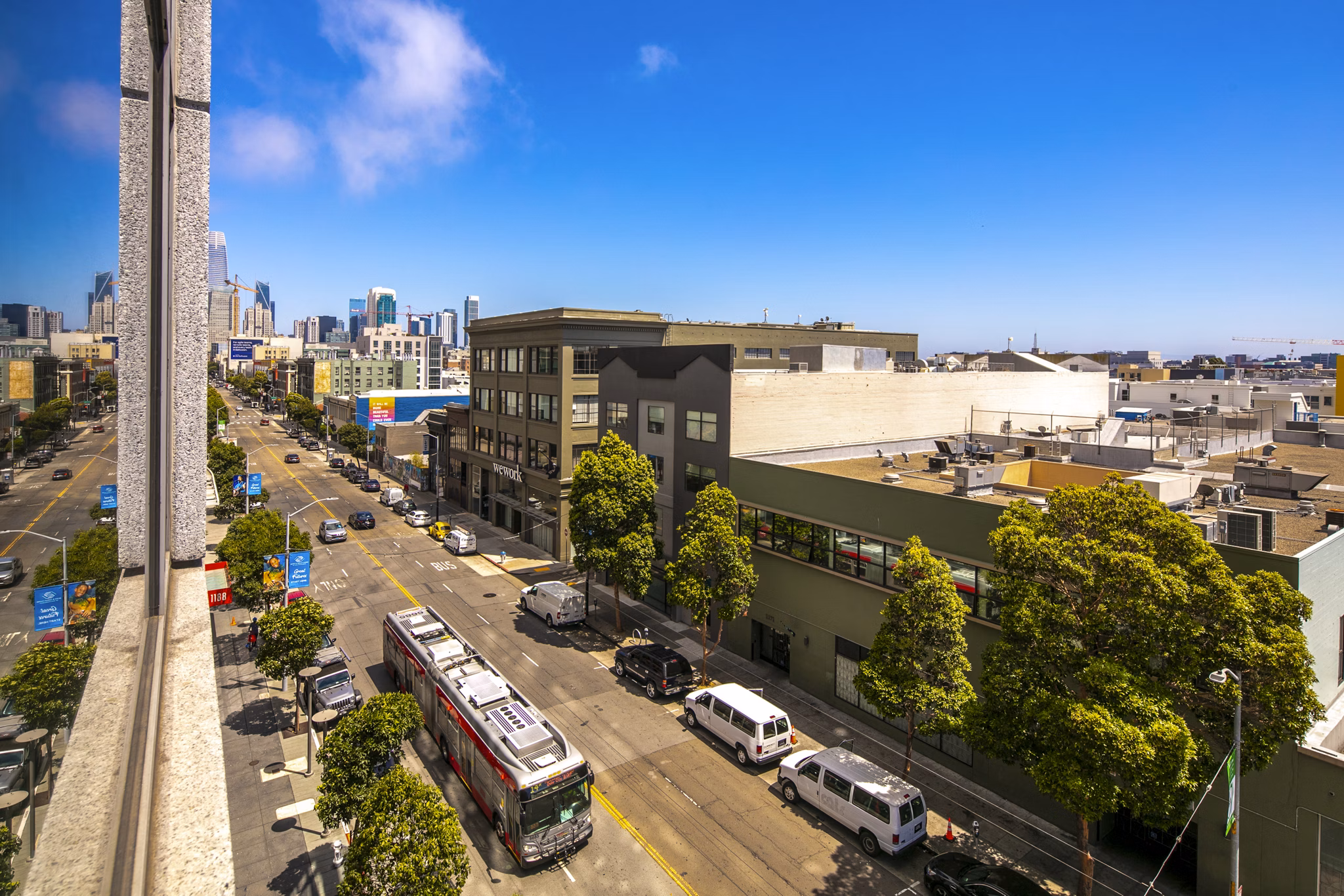 Spectacular view from 1190 Mission luxury apartments, showcasing vibrant cityscape in the heart of San Francisco