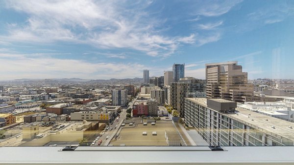 1190 Mission Apartments: Panoramic city view from a luxury high-rise balcony